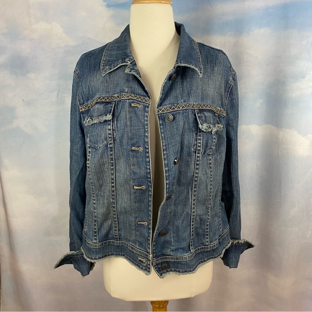 Talbots Blue Jean Jacket with Stitch Detail Size 14